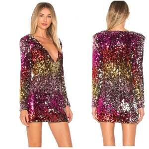 H:OURS Women's V-Neck Sequin Mini Dress size Small